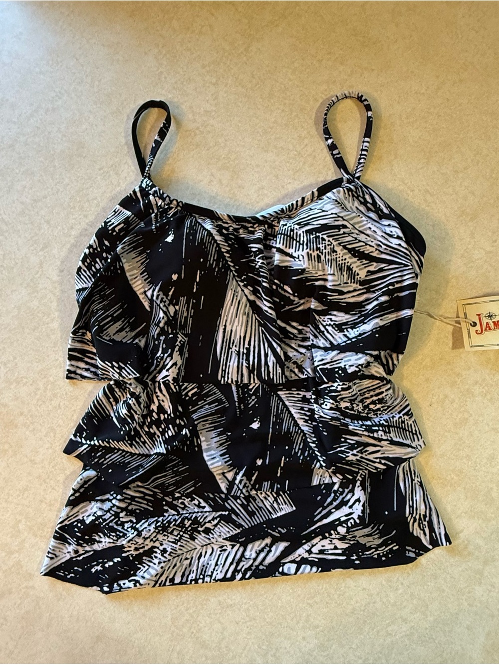 Black & White Printed Swim tankini top